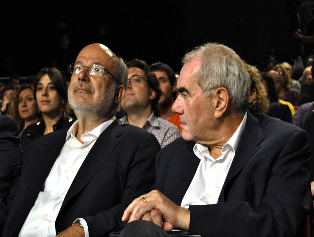 Josep María Terricabras y Ernest Maragall en el acto de cierre de campaña.
