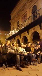 Barcelona, 16/12/2015, Xavier Domènech, Ada colau, Mónica, Íñigo Errejón, Oltra, Janet Sanz y Owen Jones en el acto de cierre de campaña de En Comú Podem. Foto: Ignacio Padilla