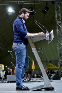 Pavelló d'Itàlia, Barcelona (12/12/2015) Gabriel Rufián, número de la lista de ERC por Barcelona para el Congreso de los Diputados, durante el acto central del partido Autor: Carolina Alvarez Borrell