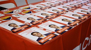 Barcelona (Hotel Barceló, 3/12/2015) Panfletos de Ciudadanos distribuidos durante el inicio de campaña en el Hotel Barceló.