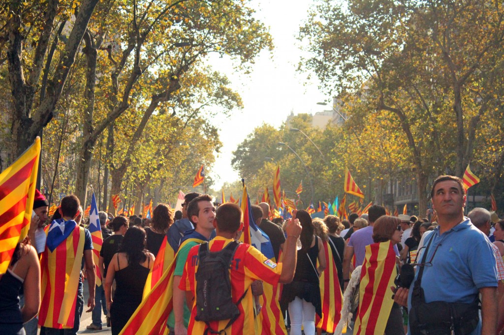 Manifestación "Catalunya, nou estat d'Europa" el pasado 2012. Donde 1.500.000 de catalanes salieron a la calle para reclamar la independencia de Catalunya.